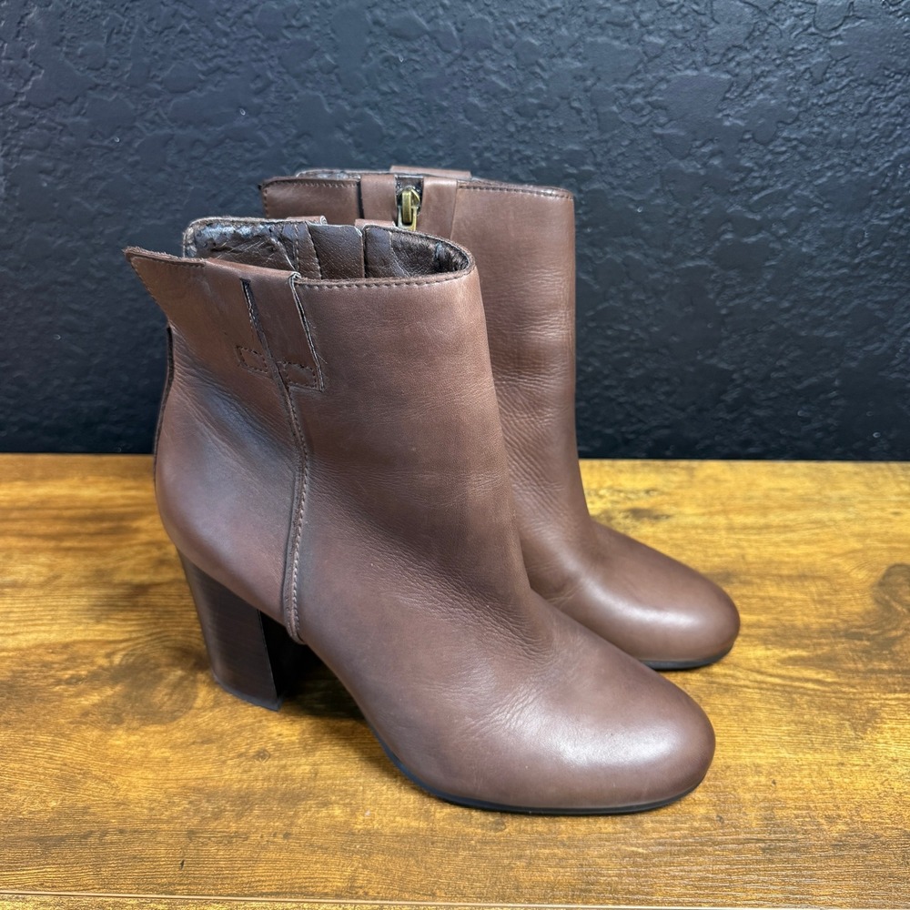 Sam Edelman Petty Brown Leather Block Heel Ankle Boots Womens Size 7